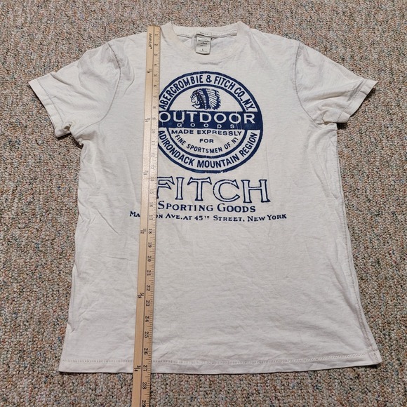 Abercrombie & Fitch Shirt Men Large White Muscle Native Chief Adirondack Outdoor - Picture 9 of 14